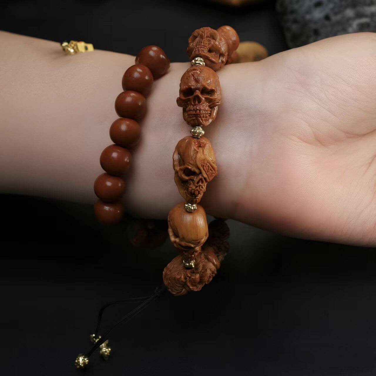 Night Parade · Hand-Carved Zhong Kui Guardian Bracelet